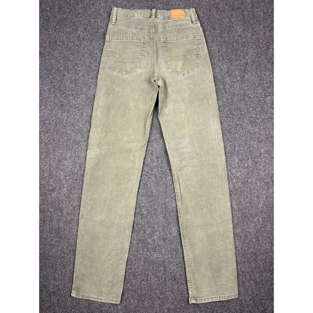 American Eagle Olive Green Corduroy Stretch Straight Leg Pants Womens 000 Reg - Picture 2 of 9
